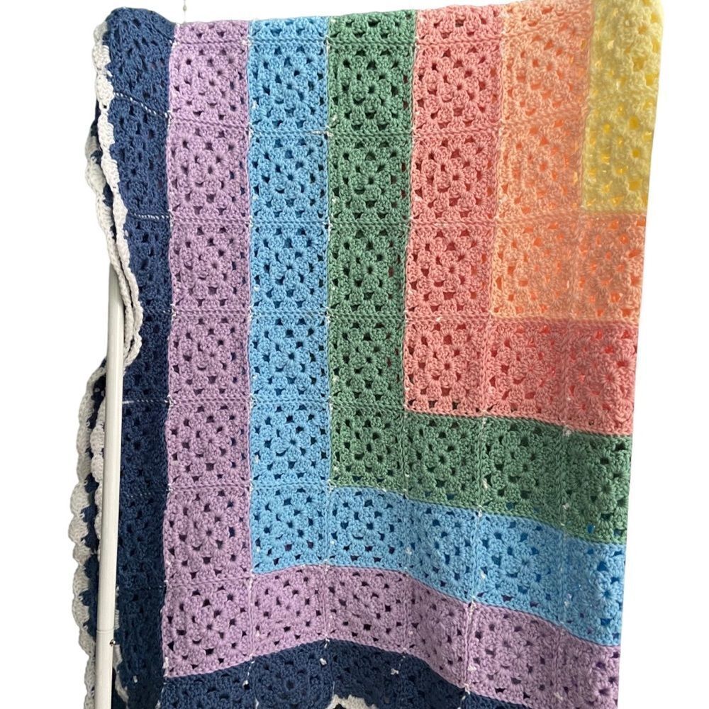 Tender Loving Care by Gertie Handmade Crochet Throw Blanket Colorful Design